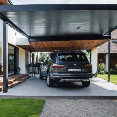 Modern Steel Carport Family Home Modern House Back Min